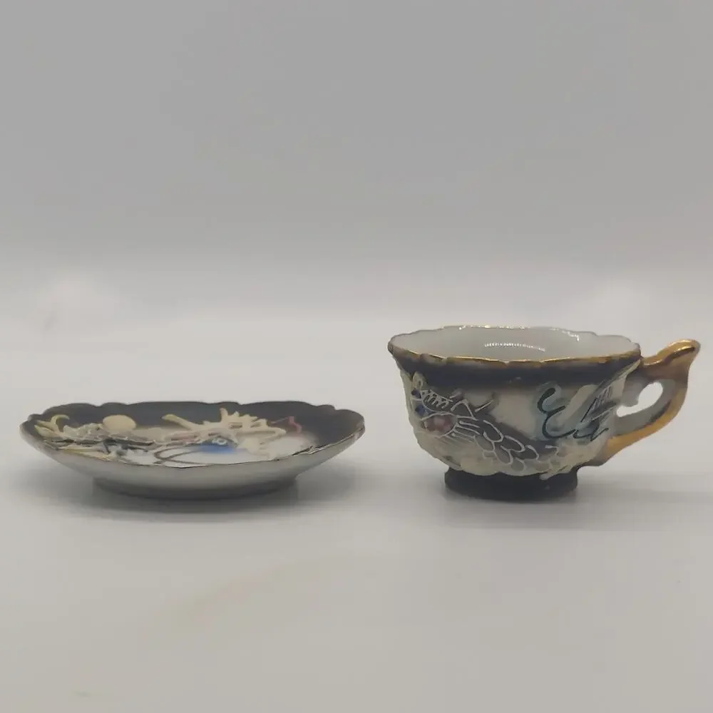 Vintage Dragonware Moriage Tea Cup and Saucer Dragon Hand Painted Made In Japan